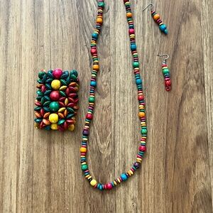 Colorful Africa Beaded Necklace and Earring Set